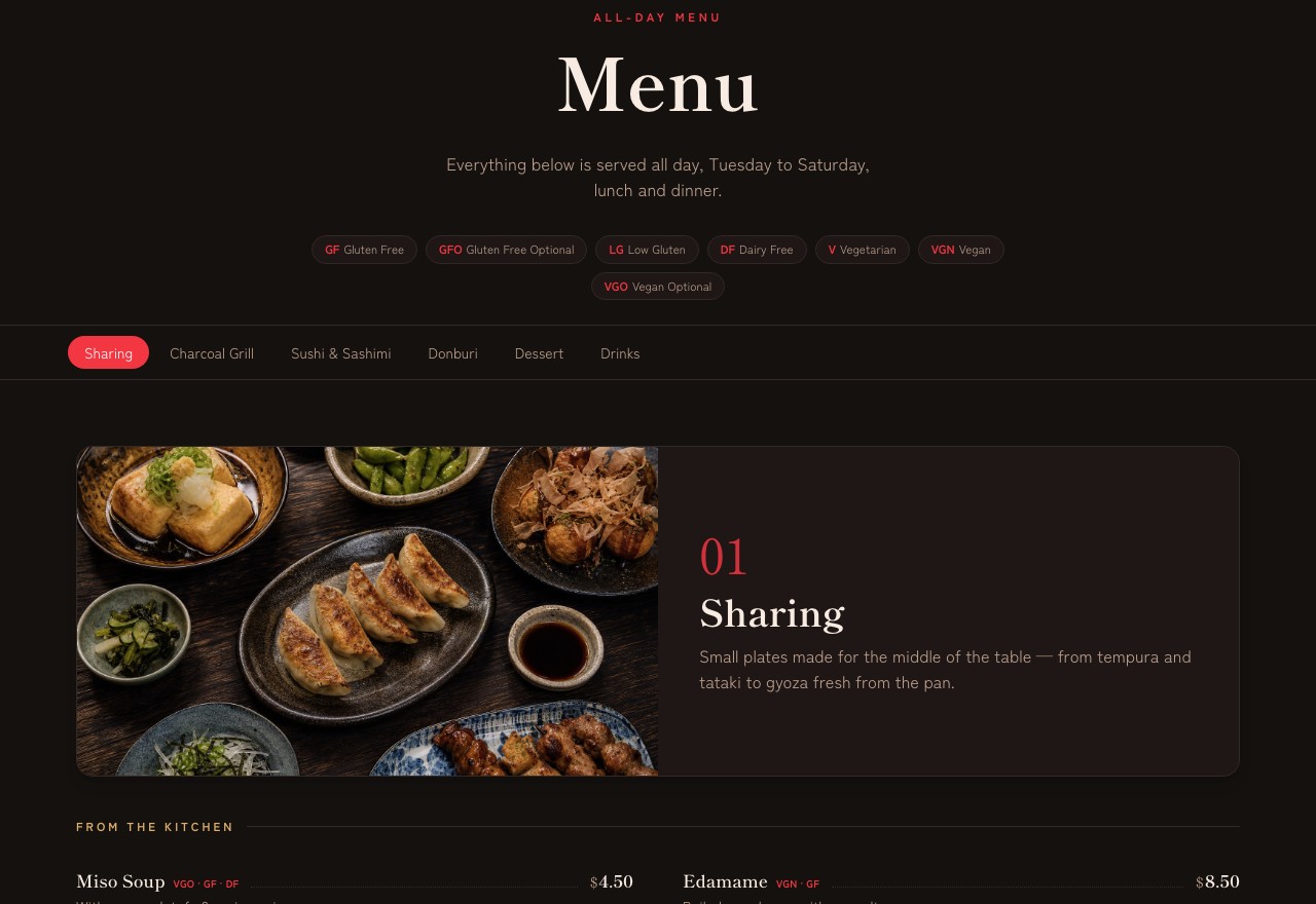 Japanese restaurant · concept — screenshot 2