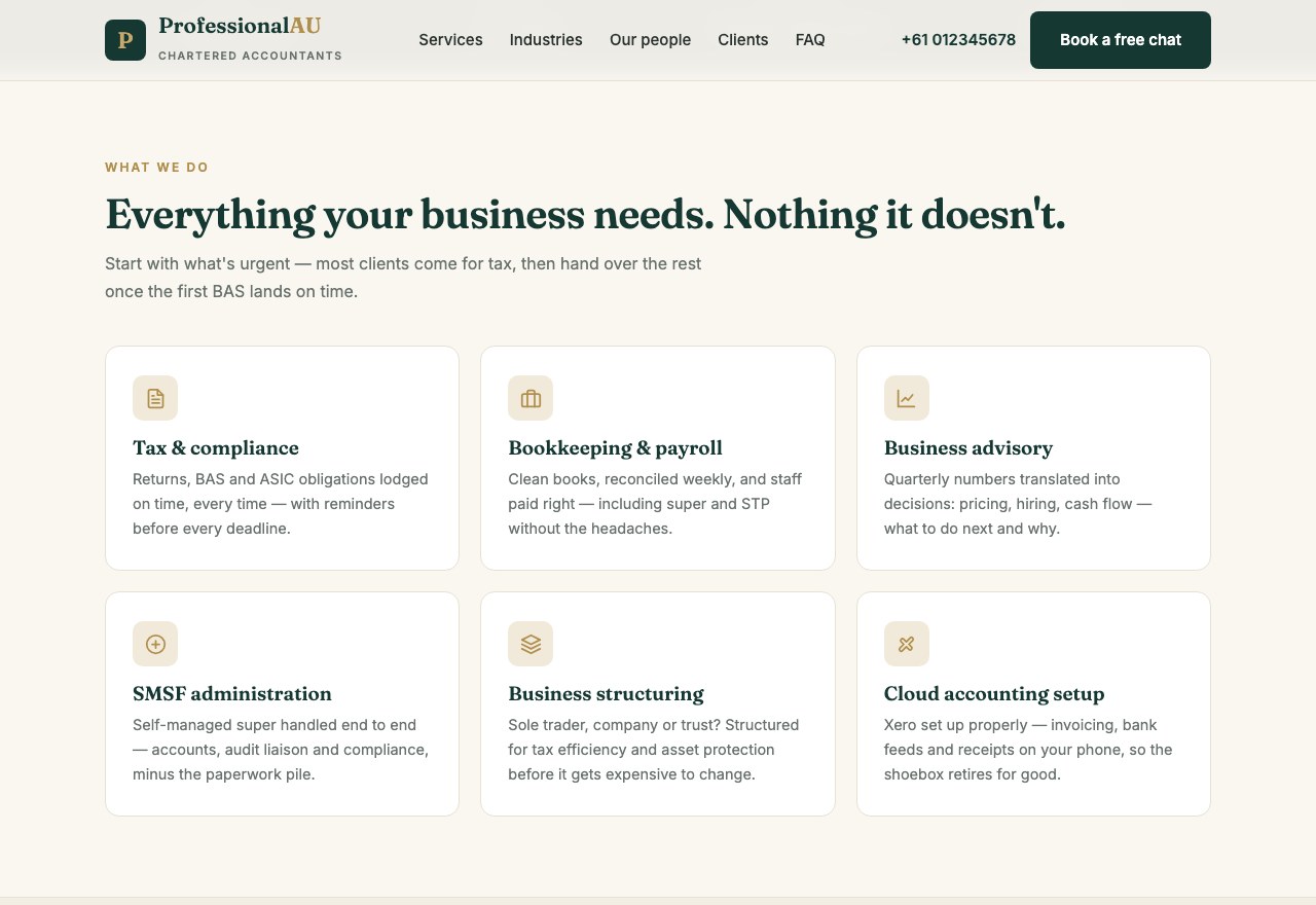 Professional firm · concept — screenshot 2