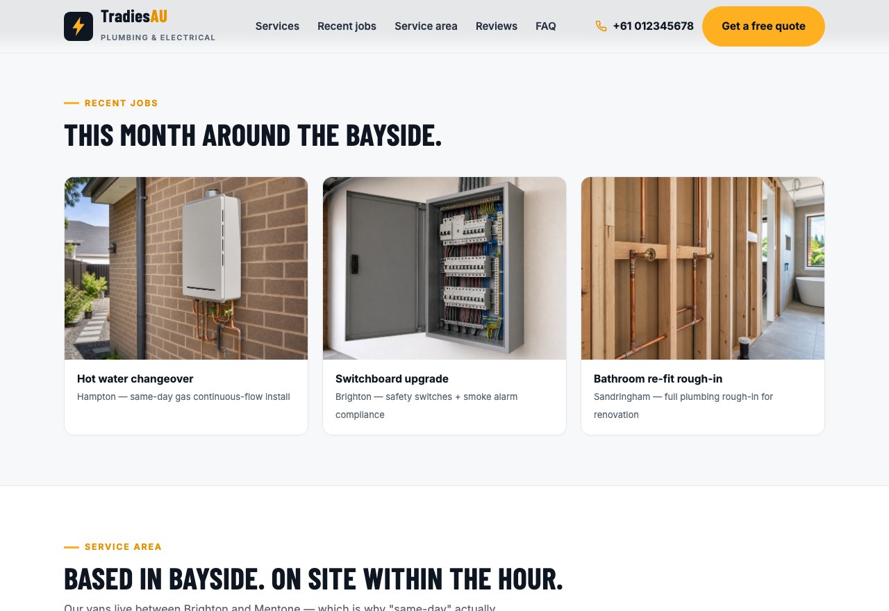 Tradie site · concept — screenshot 3