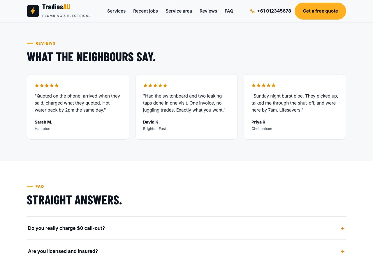 Tradie site · concept — screenshot 4